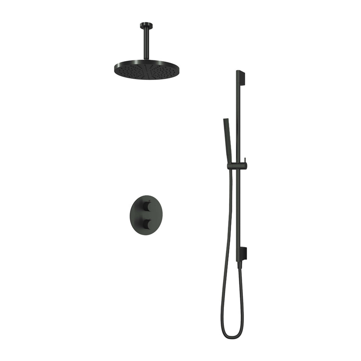 Hotbath Cobber IBS20A inbouw regendoucheset thermostatisch met 2-weg stop-omstel Chroom Staafhanddouche + plafondbuis 15 cm + hoofddouche 30 cm + glijstang productfoto