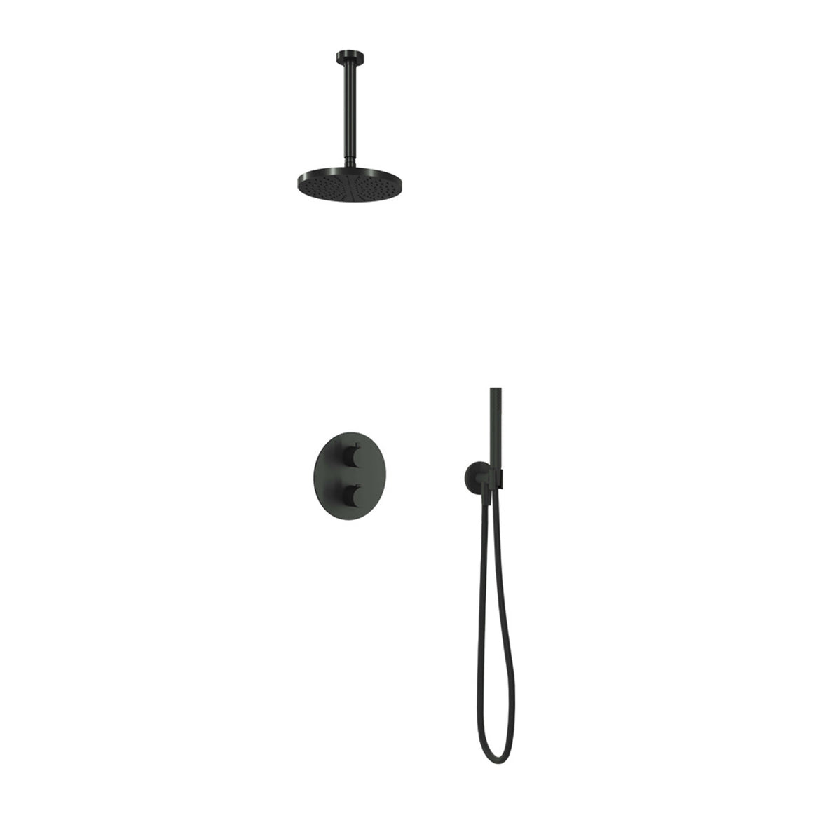 Hotbath Cobber IBS20A inbouw regendoucheset thermostatisch met 2-weg stop-omstel Chroom Staafhanddouche + plafondbuis 30 cm + hoofddouche 20 cm productfoto