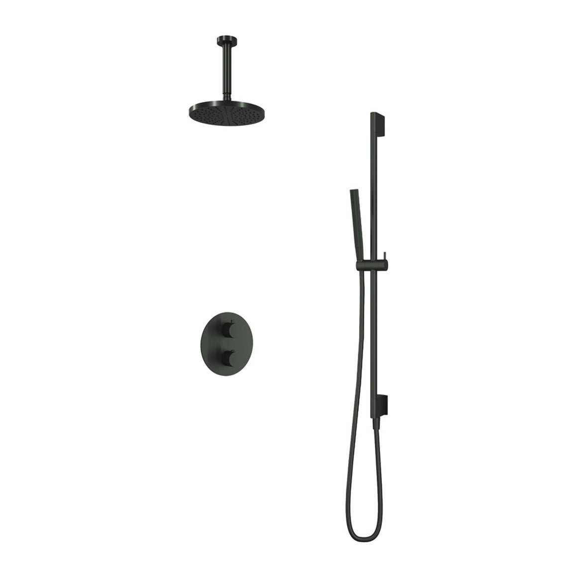 Hotbath Cobber IBS20A inbouw regendoucheset thermostatisch met 2-weg stop-omstel Chroom Staafhanddouche + plafondbuis 15 cm + hoofddouche 20 cm + glijstang productfoto