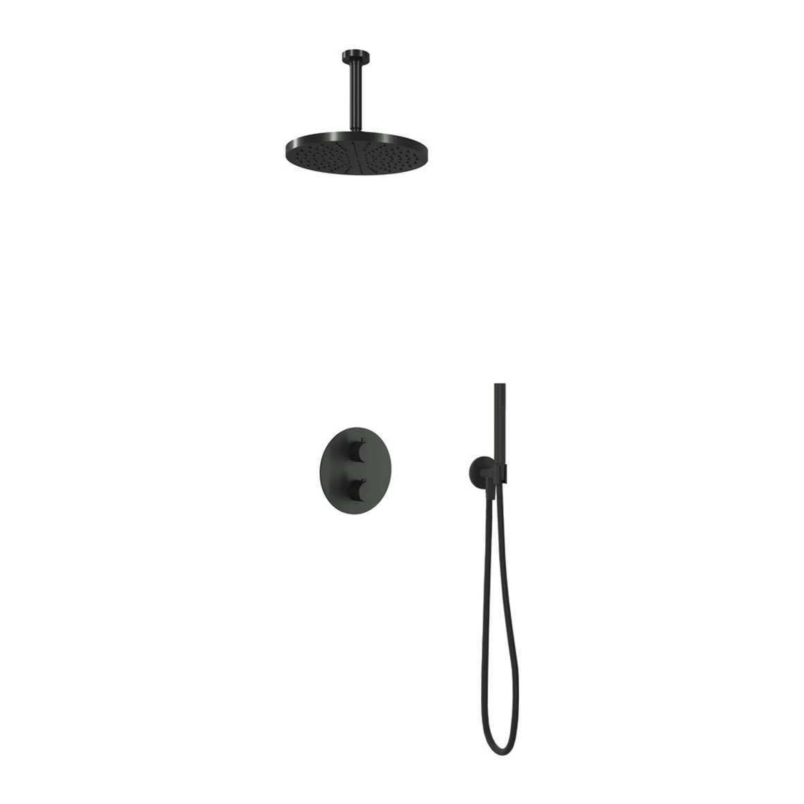 Hotbath Cobber IBS20A inbouw regendoucheset thermostatisch met 2-weg stop-omstel Chroom Staafhanddouche + plafondbuis 15 cm + hoofddouche 30 cm productfoto