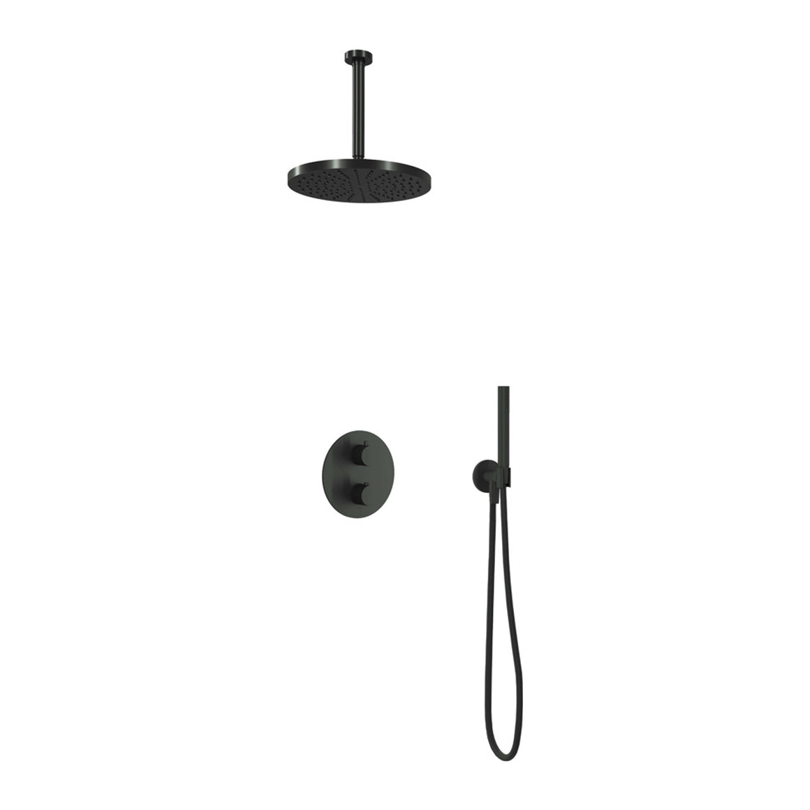 Hotbath Cobber IBS20A inbouw regendoucheset thermostatisch met 2-weg stop-omstel Chroom Staafhanddouche + plafondbuis 30 cm + hoofddouche 30 cm productfoto