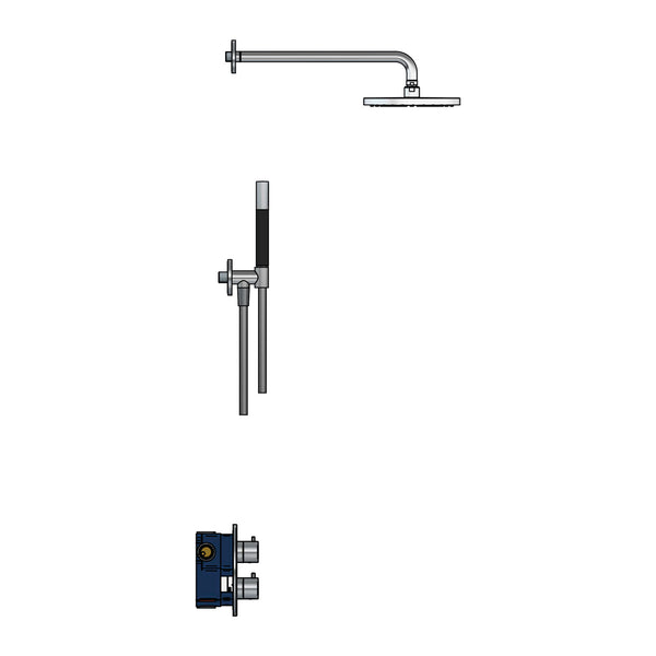 Hotbath Cobber IBS20A inbouw regendoucheset thermostatisch met 2-weg stop-omstel