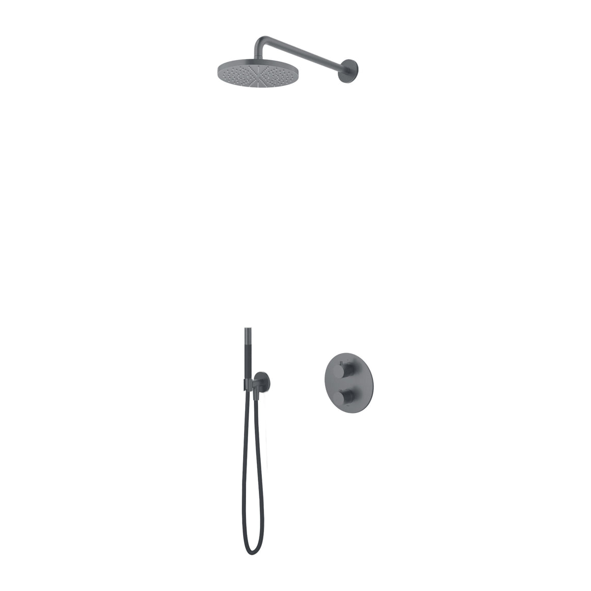 Hotbath Cobber IBS20A inbouw regendoucheset thermostatisch met 2-weg stop-omstel Chroom Staafhanddouche + wandarm + hoofddouche 25 cm productfoto (kleurimpressie)