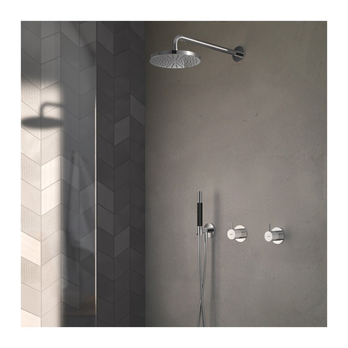 Hotbath Cobber IBS21 inbouw regendoucheset met douchemengkraan en 2-weg omstel Chroom 3-standen handdouche + wandarm + hoofddouche 30 cm + glijstang productfoto