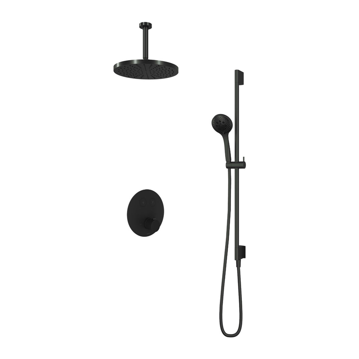 Hotbath Cobber IBS22 inbouw regendoucheset thermostatisch met 2 ronde pushbuttons Chroom 3-standen handdouche + plafondbuis 15 cm + hoofddouche 30 cm + glijstang productfoto