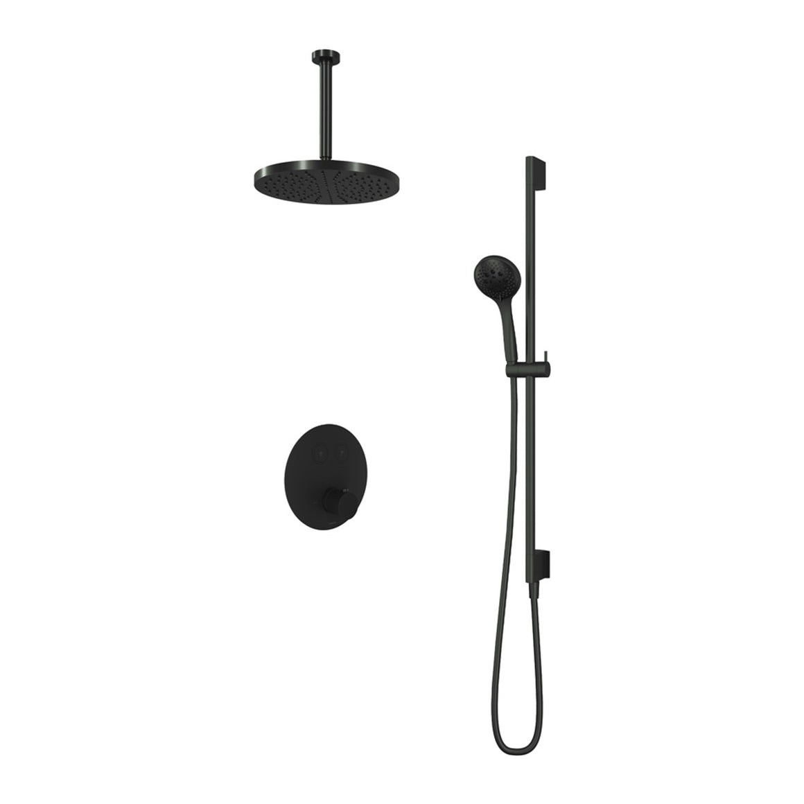 Hotbath Cobber IBS22 inbouw regendoucheset thermostatisch met 2 ronde pushbuttons Chroom 3-standen handdouche + plafondbuis 30 cm + hoofddouche 30 cm + glijstang productfoto