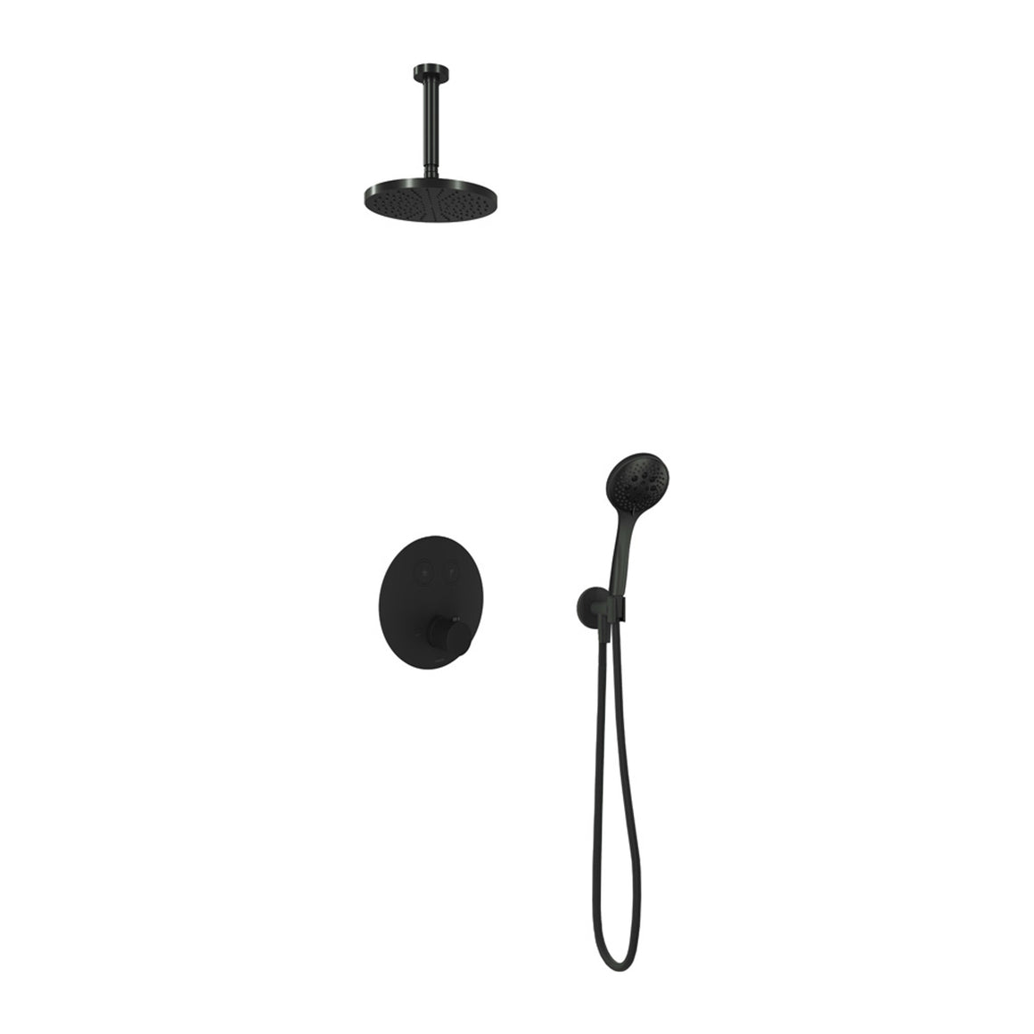 Hotbath Cobber IBS22 inbouw regendoucheset thermostatisch met 2 ronde pushbuttons Chroom 3-standen handdouche + plafondbuis 15 cm + hoofddouche 20 cm productfoto