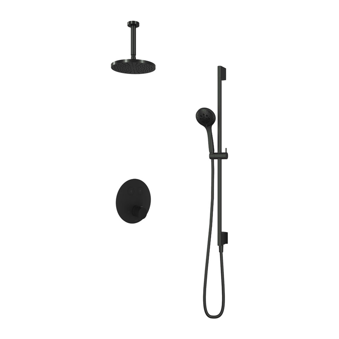 Hotbath Cobber IBS22 inbouw regendoucheset thermostatisch met 2 ronde pushbuttons Chroom 3-standen handdouche + plafondbuis 15 cm + hoofddouche 20 cm + glijstang productfoto