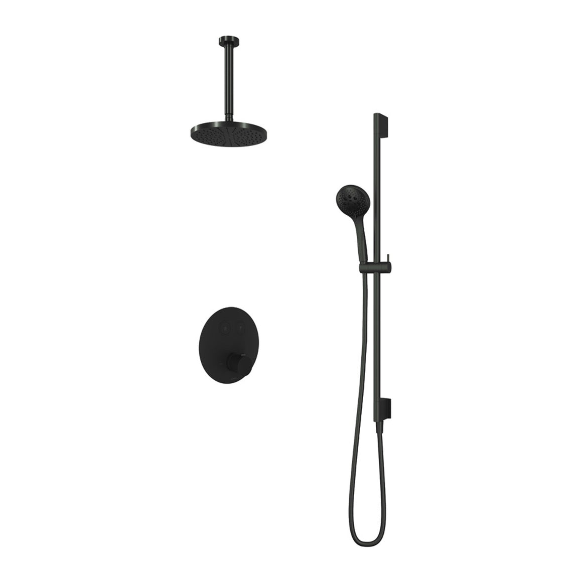 Hotbath Cobber IBS22 inbouw regendoucheset thermostatisch met 2 ronde pushbuttons Chroom 3-standen handdouche + plafondbuis 30 cm + hoofddouche 20 cm + glijstang productfoto