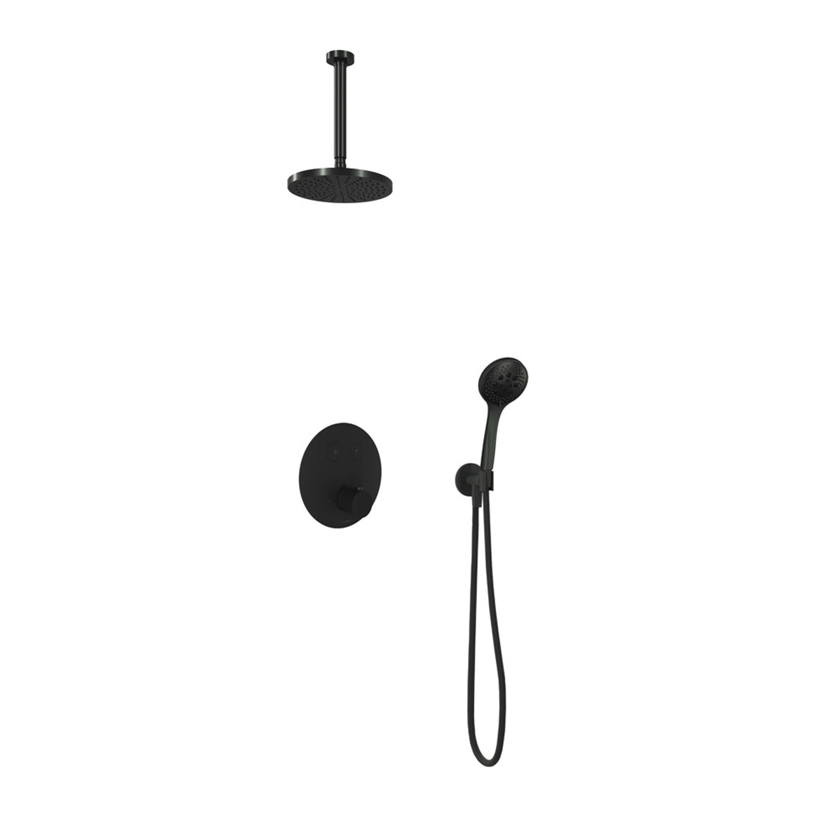 Hotbath Cobber IBS22 inbouw regendoucheset thermostatisch met 2 ronde pushbuttons Chroom 3-standen handdouche + plafondbuis 30 cm + hoofddouche 20 cm productfoto