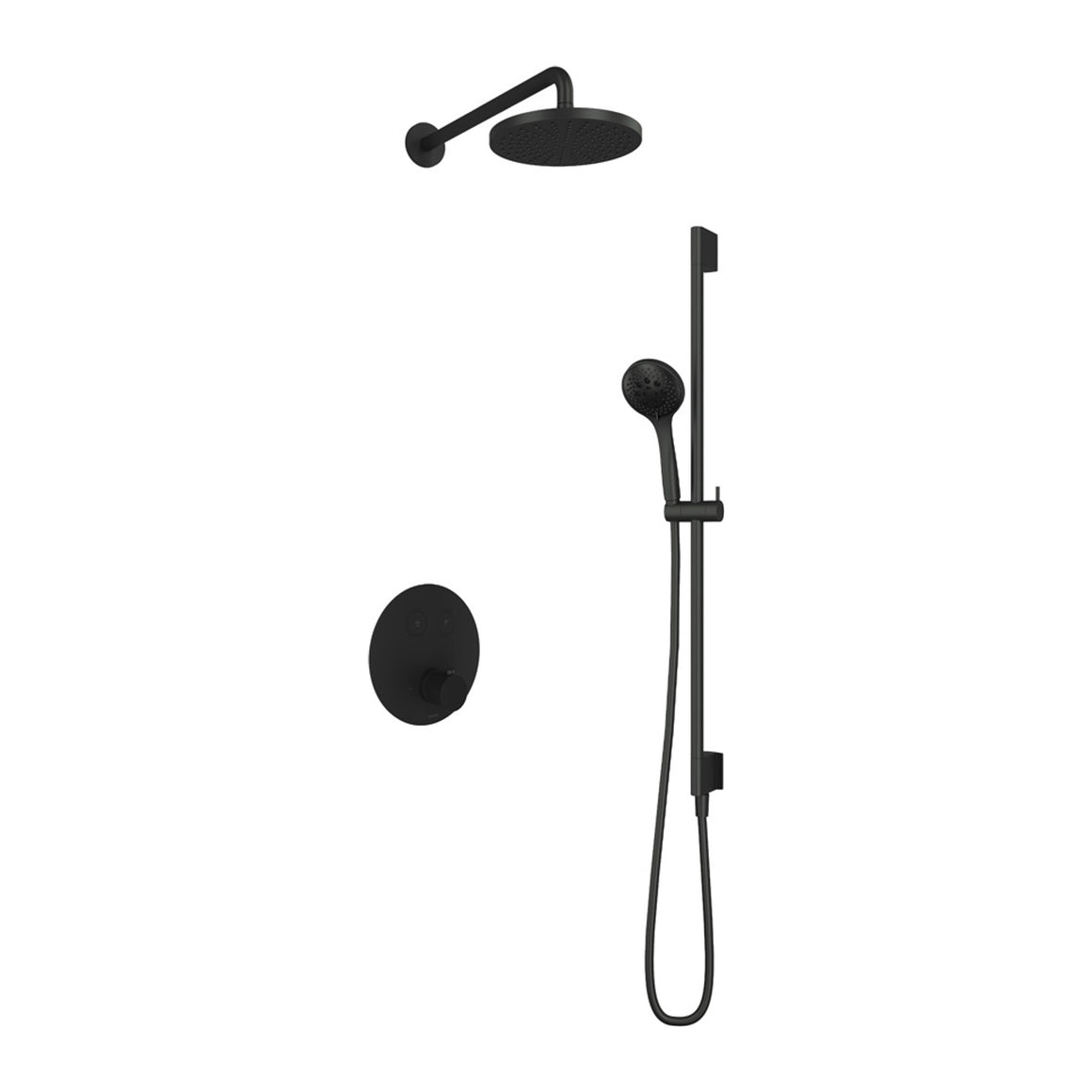 Hotbath Cobber IBS22 inbouw regendoucheset thermostatisch met 2 ronde pushbuttons Chroom 3-standen handdouche + wandarm + hoofddouche 20 cm + glijstang productfoto