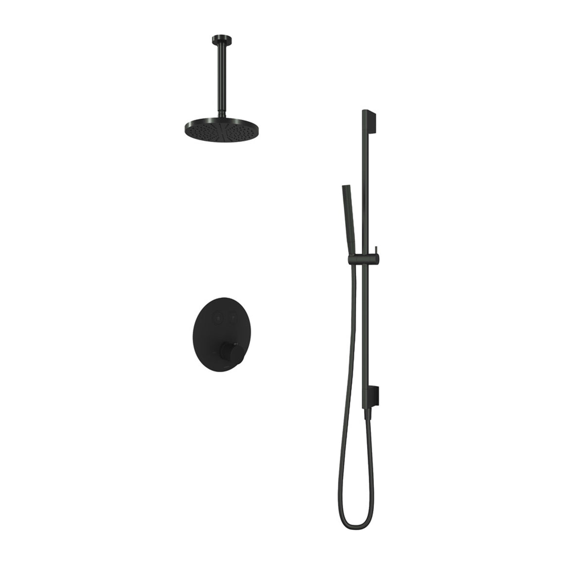 Hotbath Cobber IBS22 inbouw regendoucheset thermostatisch met 2 ronde pushbuttons Chroom Staafhanddouche + plafondbuis 30 cm + hoofddouche 20 cm + glijstang productfoto