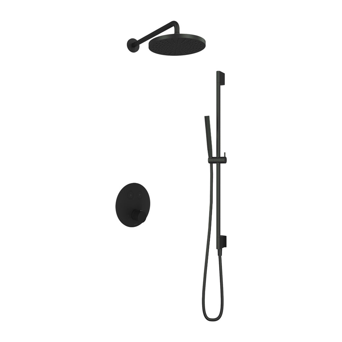 Hotbath Cobber IBS22 inbouw regendoucheset thermostatisch met 2 ronde pushbuttons Chroom Staafhanddouche + wandarm + hoofddouche 30 cm + glijstang productfoto