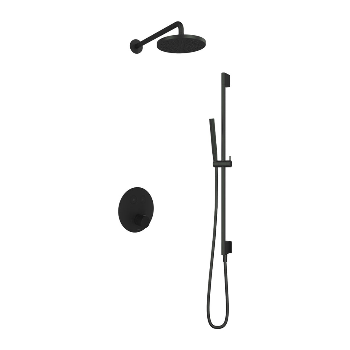 Hotbath Cobber IBS22 inbouw regendoucheset thermostatisch met 2 ronde pushbuttons Chroom Staafhanddouche + wandarm + hoofddouche 20 cm + glijstang productfoto