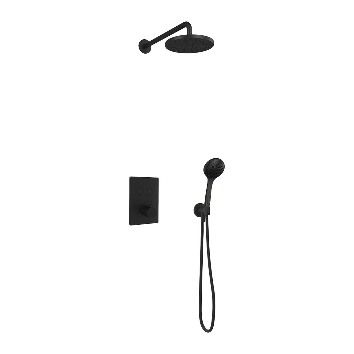Hotbath Cobber IBS23 inbouw regendoucheset thermostatisch met 2 vierkante pushbuttons Chroom 3-standen handdouche + wandarm + hoofddouche 20 cm productfoto