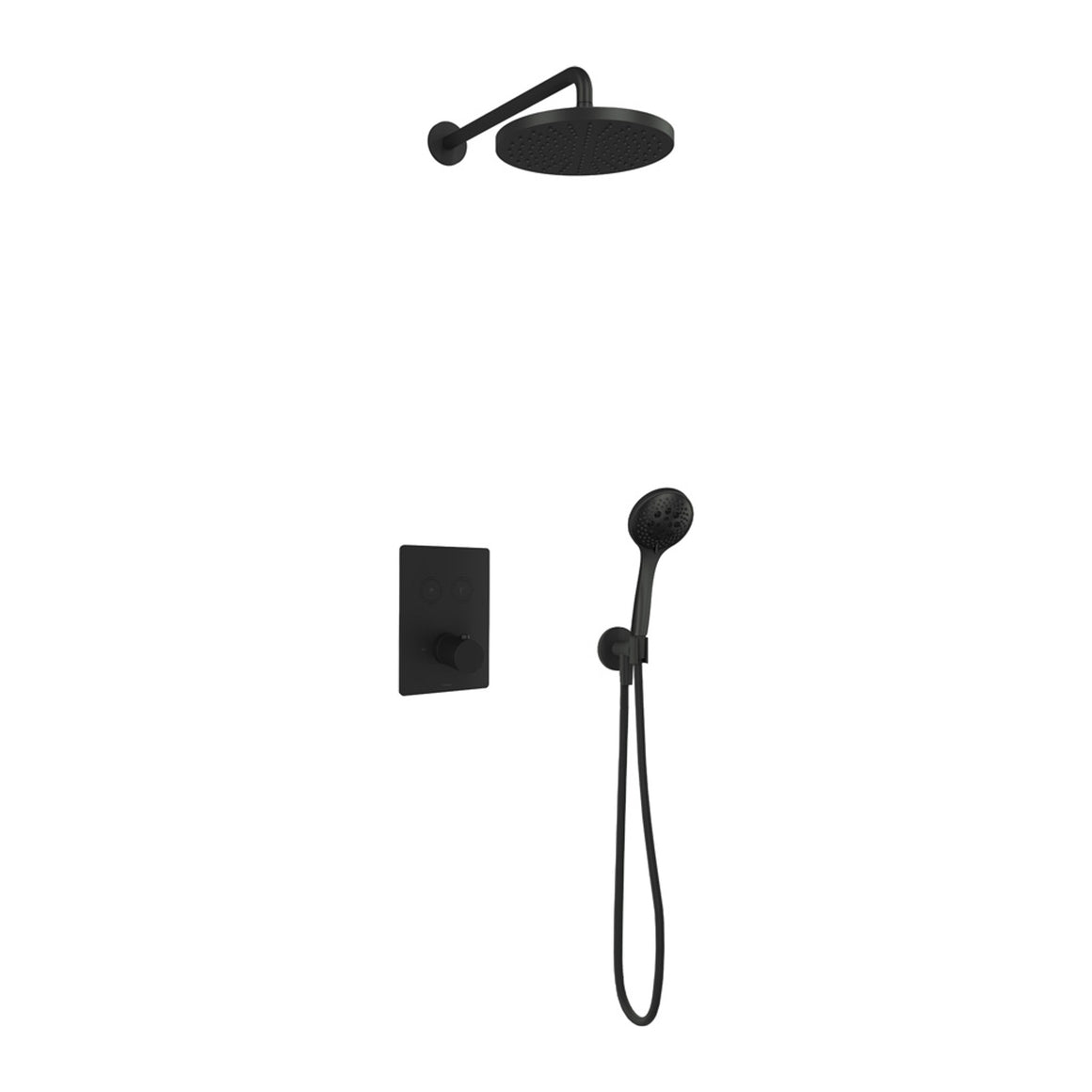 Hotbath Cobber IBS23 inbouw regendoucheset thermostatisch met 2 vierkante pushbuttons Chroom 3-standen handdouche + wandarm + hoofddouche 30 cm productfoto
