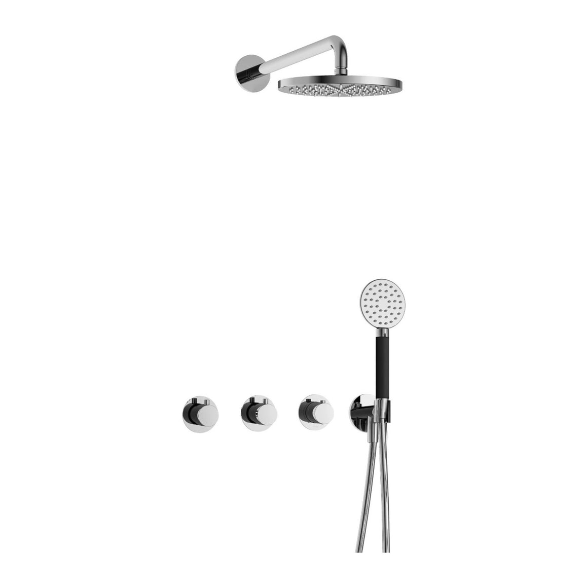 Hotbath Cobber IBS70 inbouw regendoucheset thermostatisch met 2 stopkranen Chroom Ronde handdouche + wandarm + hoofddouche 20 cm productfoto