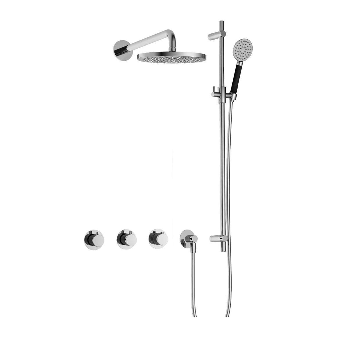 Hotbath Cobber IBS70 inbouw regendoucheset thermostatisch met 2 stopkranen Chroom Ronde handdouche + wandarm + hoofddouche 30 cm + glijstang productfoto