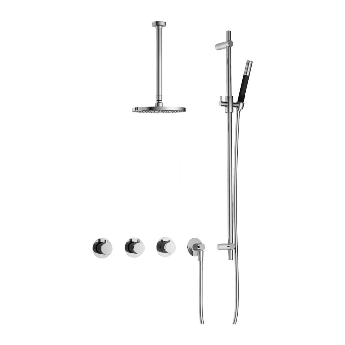 Hotbath Cobber IBS70 inbouw regendoucheset thermostatisch met 2 stopkranen Chroom Staafhanddouche + plafondbuis 30 cm + hoofddouche 20 cm + glijstang productfoto