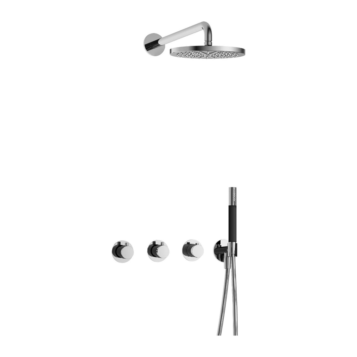 Hotbath Cobber IBS70 inbouw regendoucheset thermostatisch met 2 stopkranen Chroom Staafhanddouche + wandarm + hoofddouche 20 cm productfoto