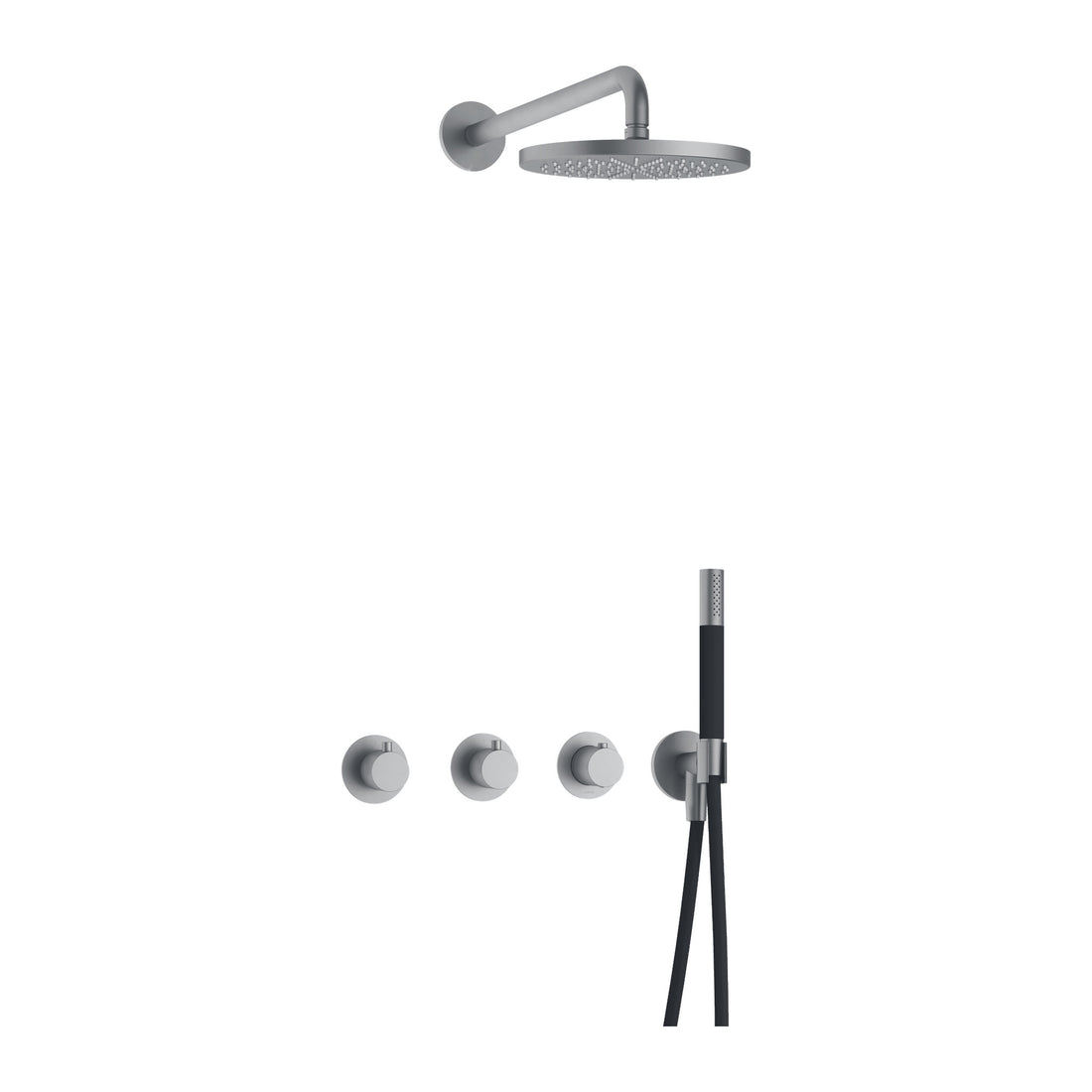 Hotbath Cobber IBS70 inbouw regendoucheset thermostatisch met 2 stopkranen Chroom Staafhanddouche + wandarm + hoofddouche 25 cm productfoto (kleurimpressie)