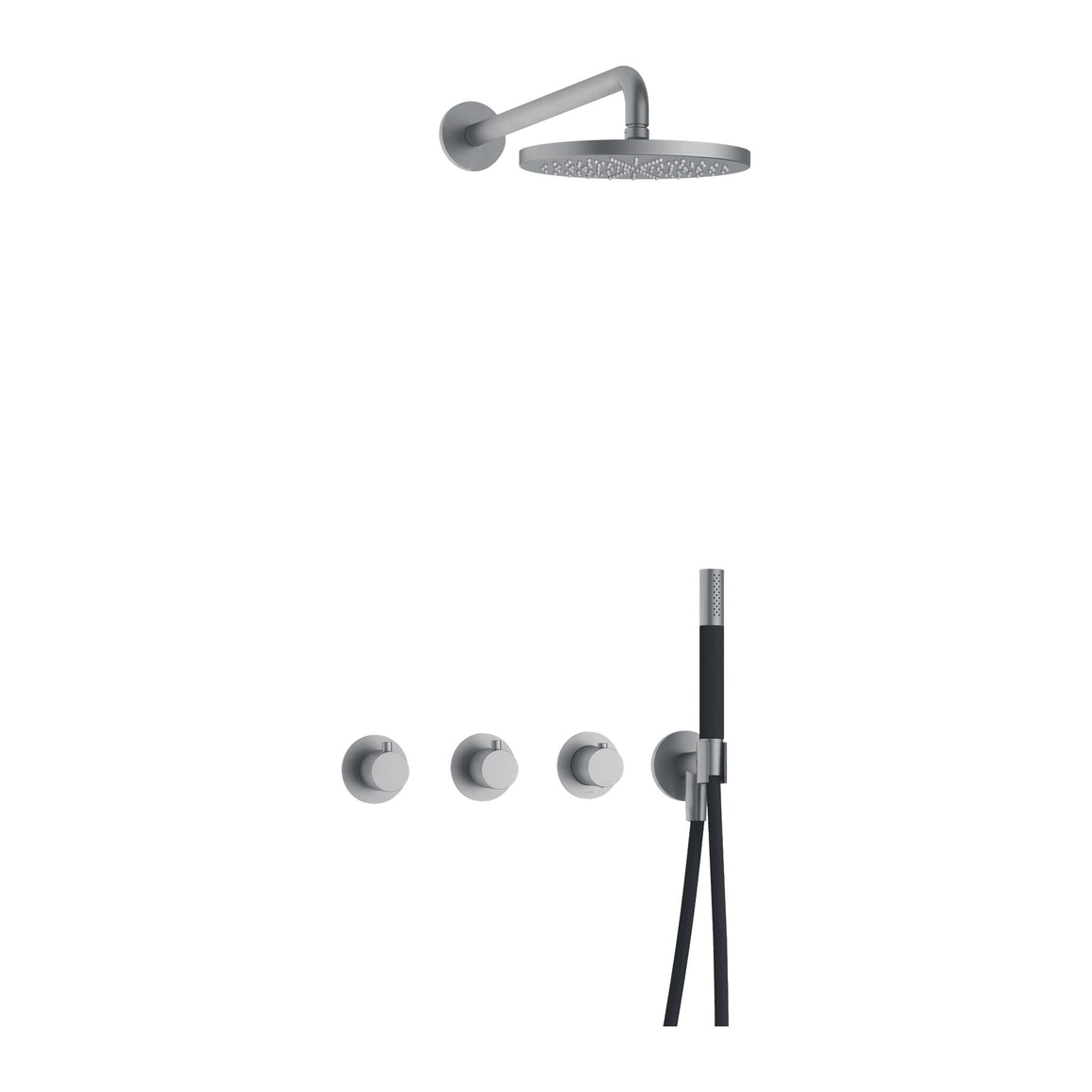 Hotbath Cobber IBS70 inbouw regendoucheset thermostatisch met 2 stopkranen Chroom Staafhanddouche + wandarm + hoofddouche 25 cm productfoto (kleurimpressie)