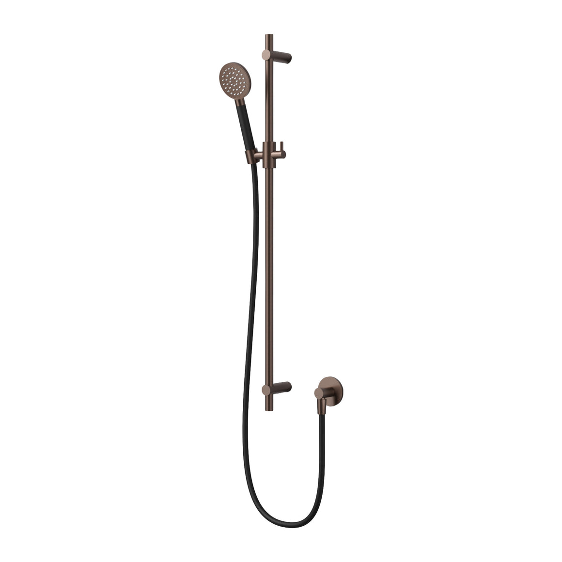 Hotbath Cobber M308 glijstangset 90 cm met wandaansluitbocht, doucheslang en ronde handdouche Geborsteld koper PVD productfoto