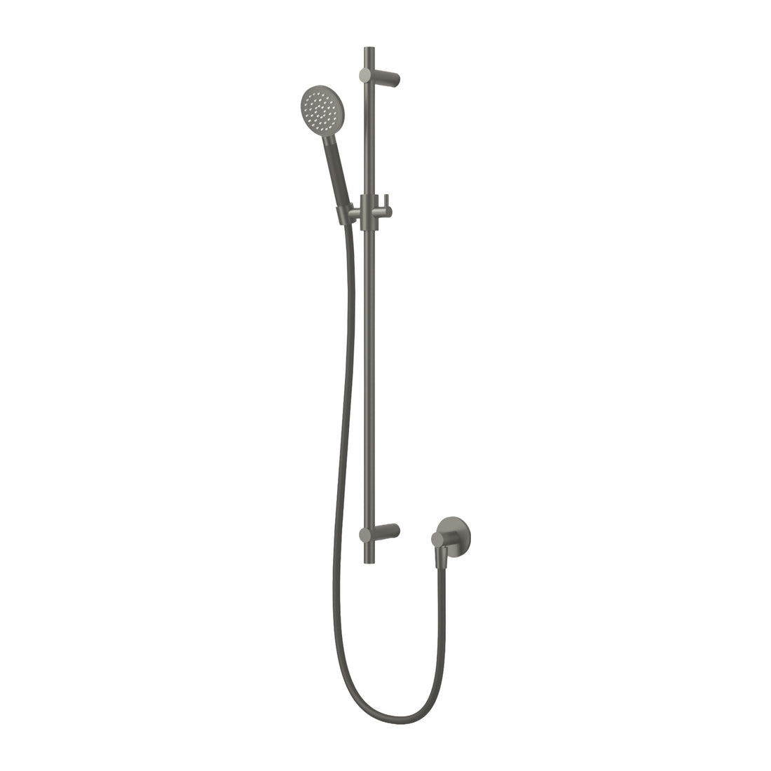 Hotbath Cobber M308 glijstangset 90 cm met wandaansluitbocht, doucheslang en ronde handdouche Geborsteld nikkel productfoto (kleurimpressie)