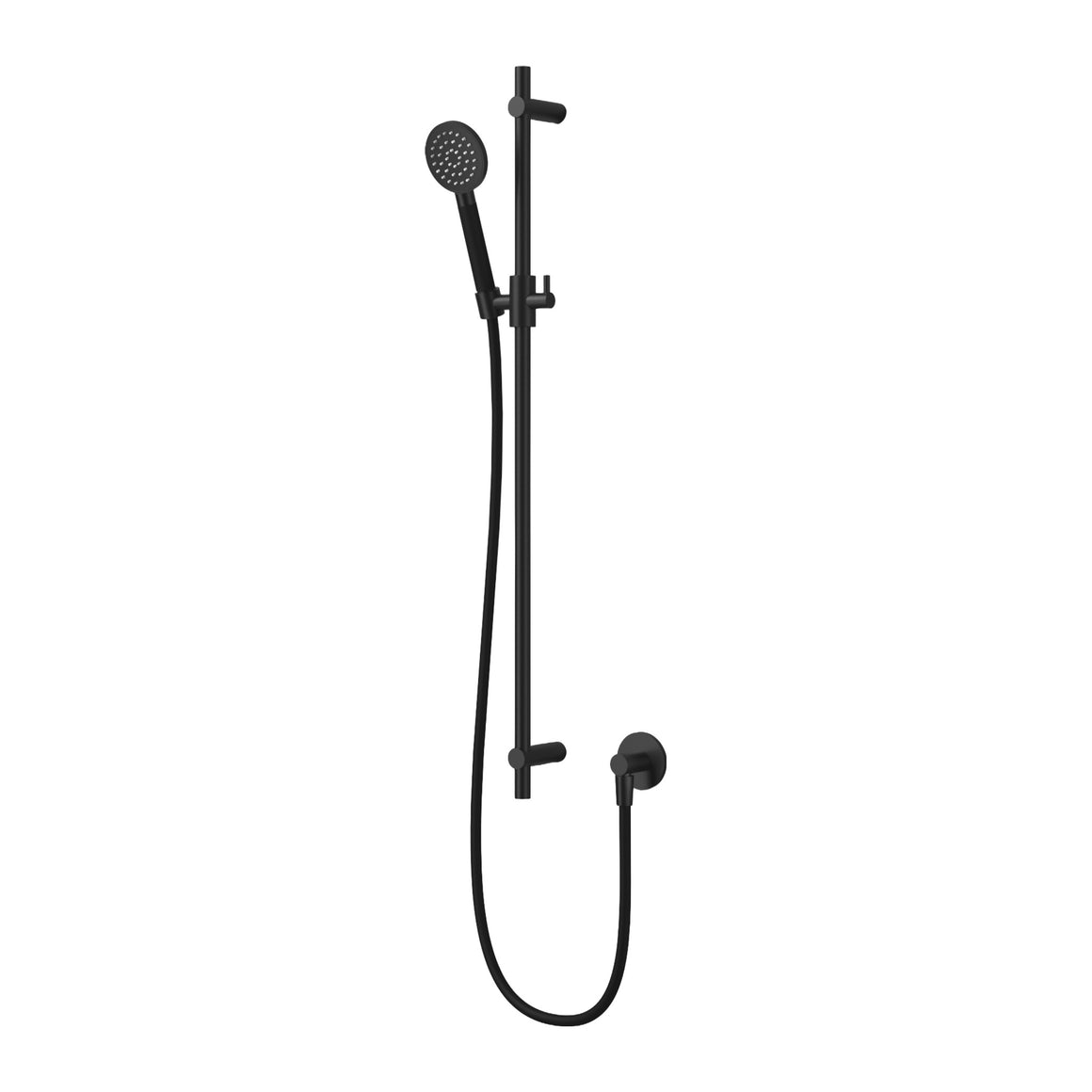 Hotbath Cobber M308 glijstangset 90 cm met wandaansluitbocht, doucheslang en ronde handdouche Geborsteld zwart PVD productfoto (kleurimpressie)