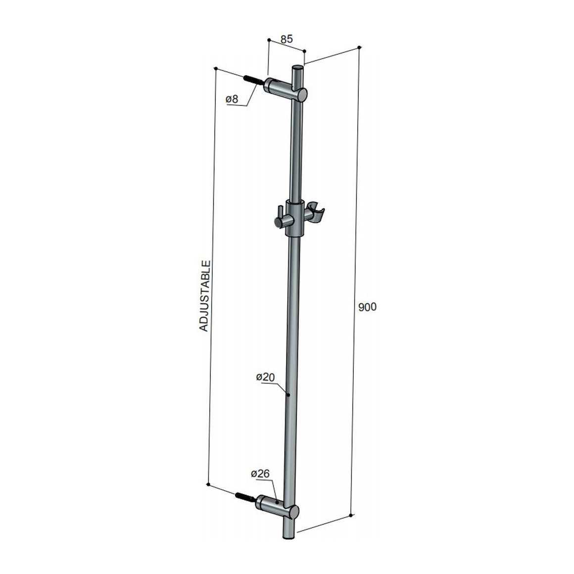 Hotbath Cobber M311 glijstang 90 cm Verouderd messing productfoto