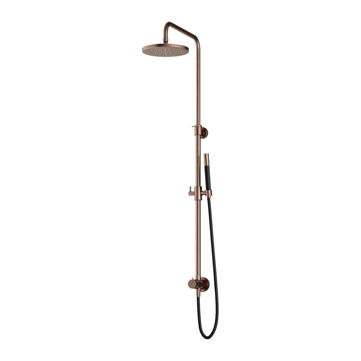 Hotbath Cobber M438 stortdoucheset met hoofddouche, glijstang en handdouche Geborsteld koper PVD Staafhanddouche + hoofddouche 20 cm productfoto