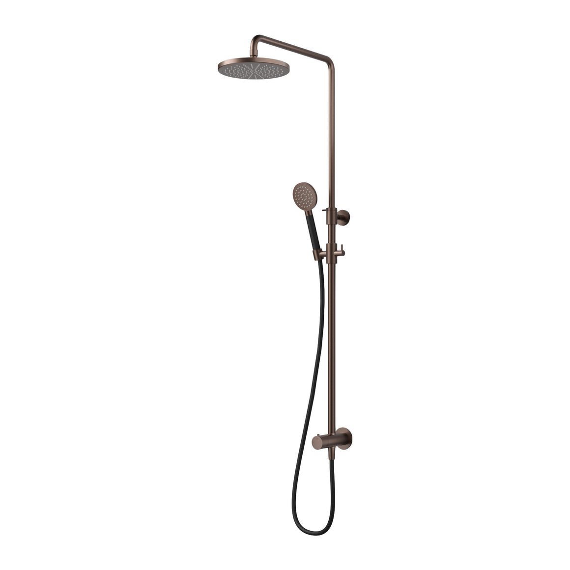 Hotbath Cobber M438 stortdoucheset met hoofddouche, glijstang en handdouche Geborsteld koper PVD Staafhanddouche + hoofddouche 20 cm productfoto