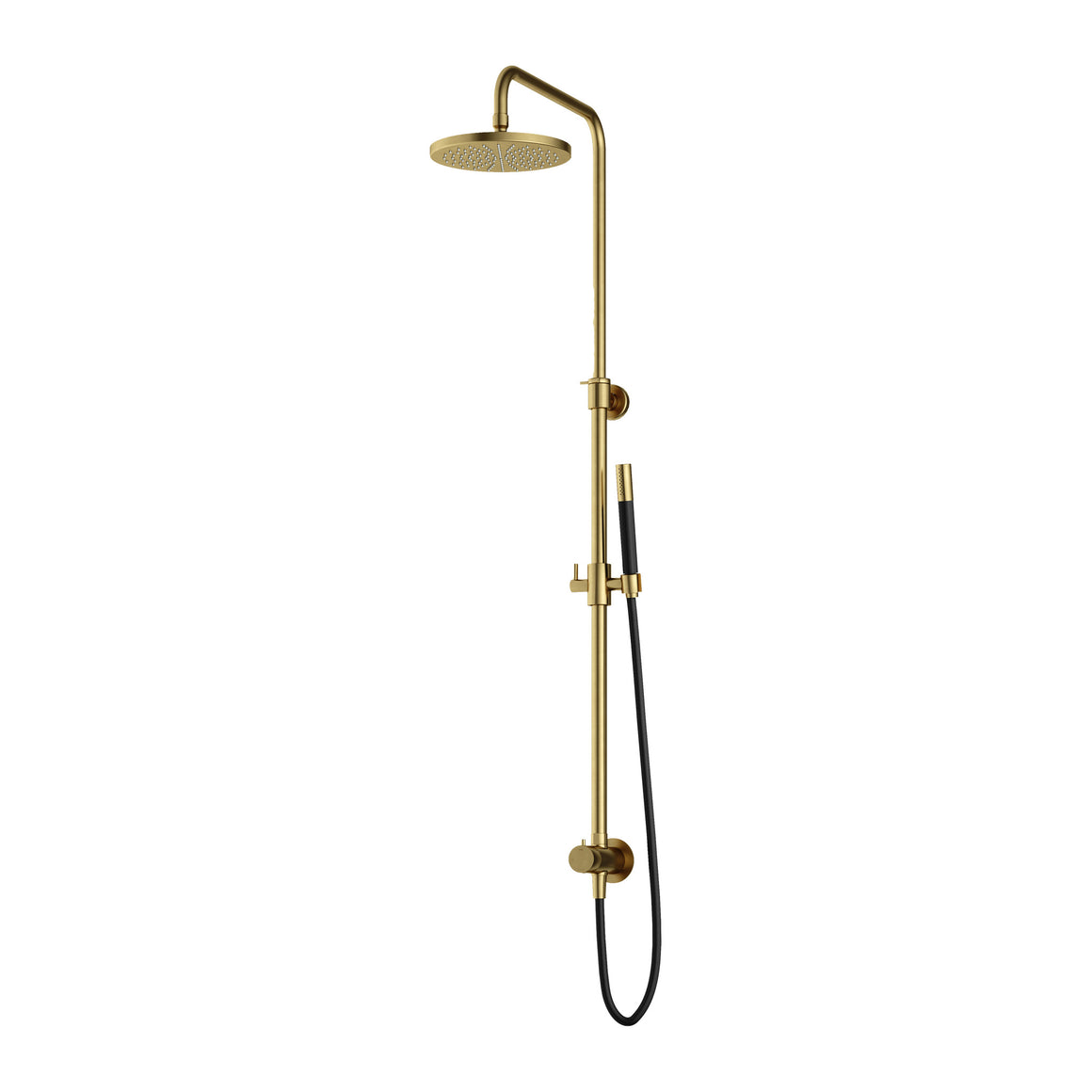 Hotbath Cobber M438 stortdoucheset met hoofddouche, glijstang en handdouche Geborsteld messing PVD Staafhanddouche + hoofddouche 20 cm productfoto