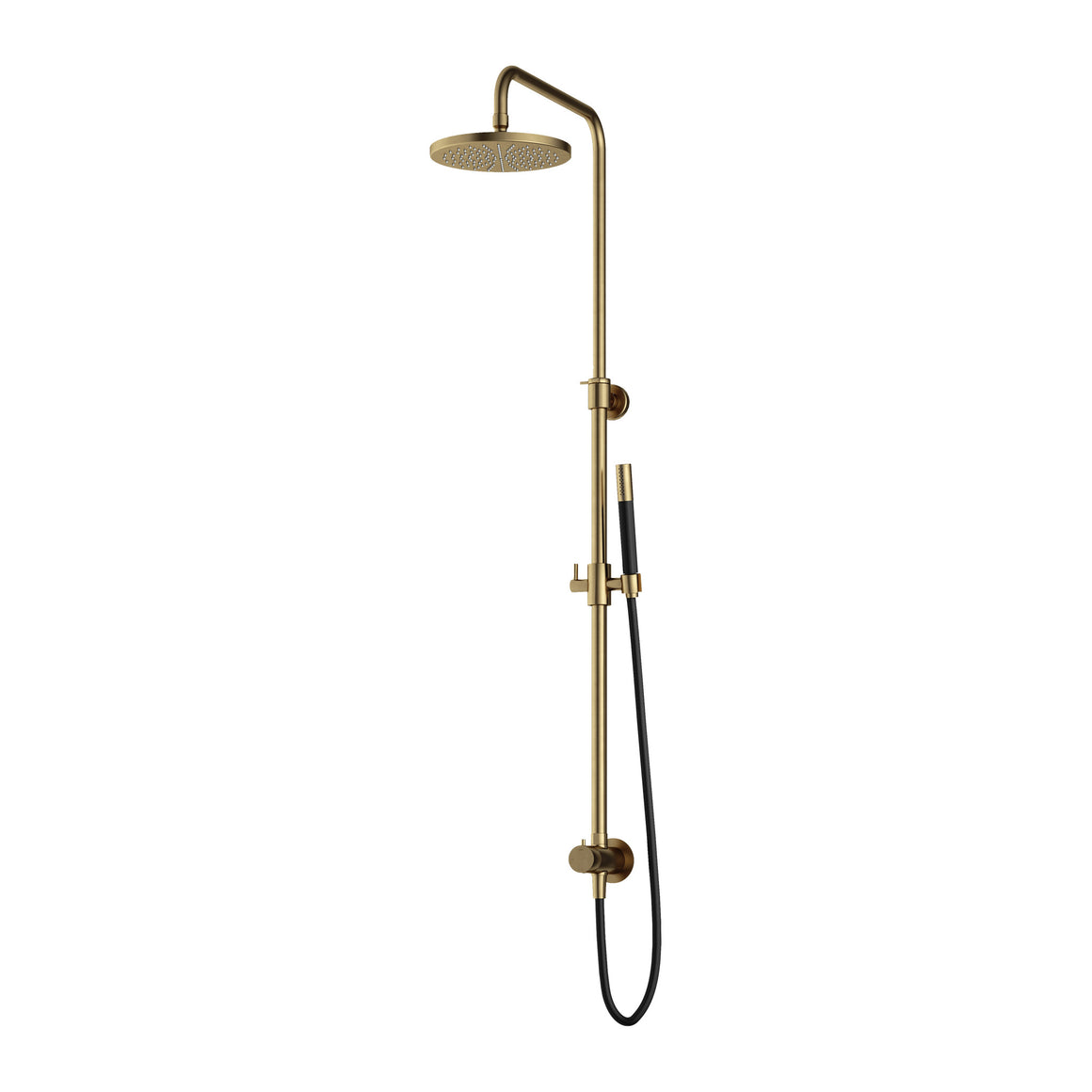 Hotbath Cobber M438 stortdoucheset met hoofddouche, glijstang en handdouche Geborsteld messing Staafhanddouche + hoofddouche 20 cm productfoto