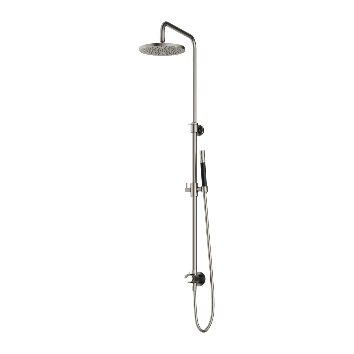 Hotbath Cobber M438 stortdoucheset met hoofddouche, glijstang en handdouche Geborsteld nikkel Staafhanddouche + hoofddouche 20 cm productfoto