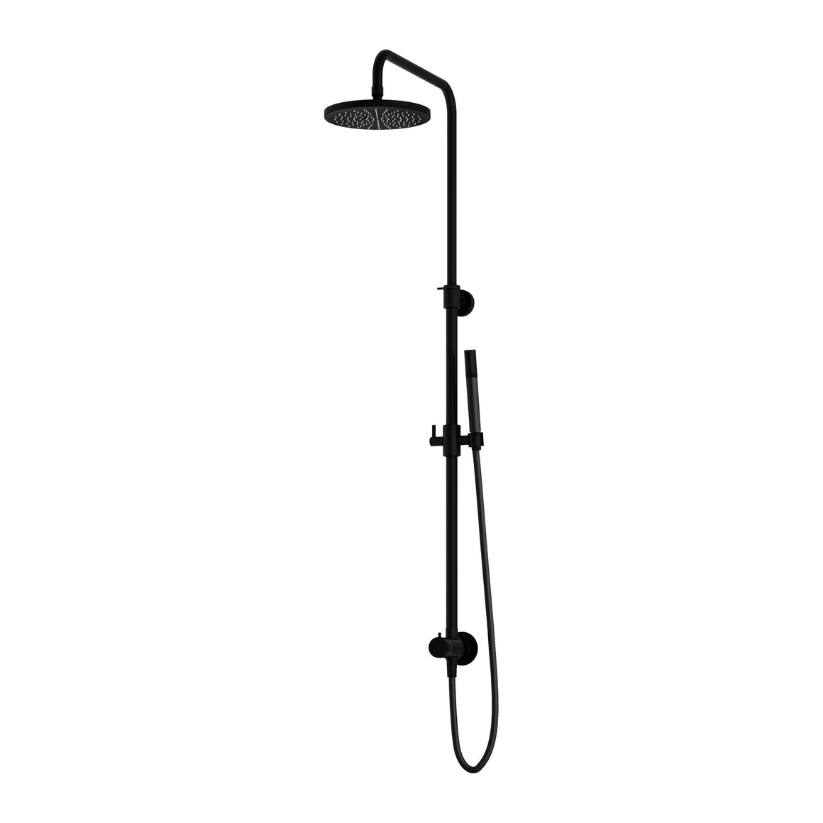 Hotbath Cobber M438 stortdoucheset met hoofddouche, glijstang en handdouche Geborsteld zwart PVD Staafhanddouche + hoofddouche 20 cm productfoto
