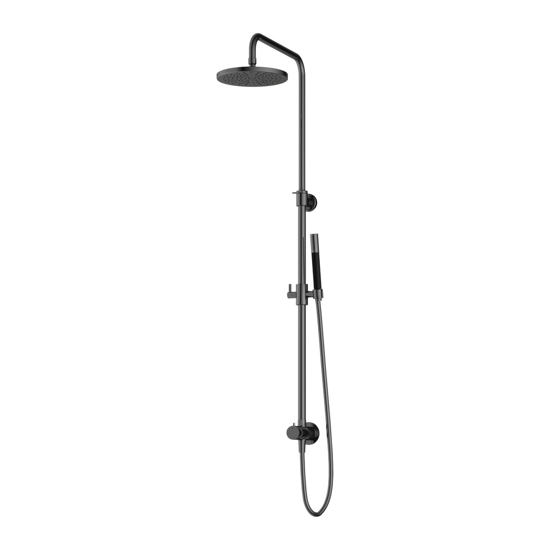 Hotbath Cobber M438 stortdoucheset met hoofddouche, glijstang en handdouche Gepolijst zwart PVD Staafhanddouche + hoofddouche 20 cm productfoto (kleurimpressie)