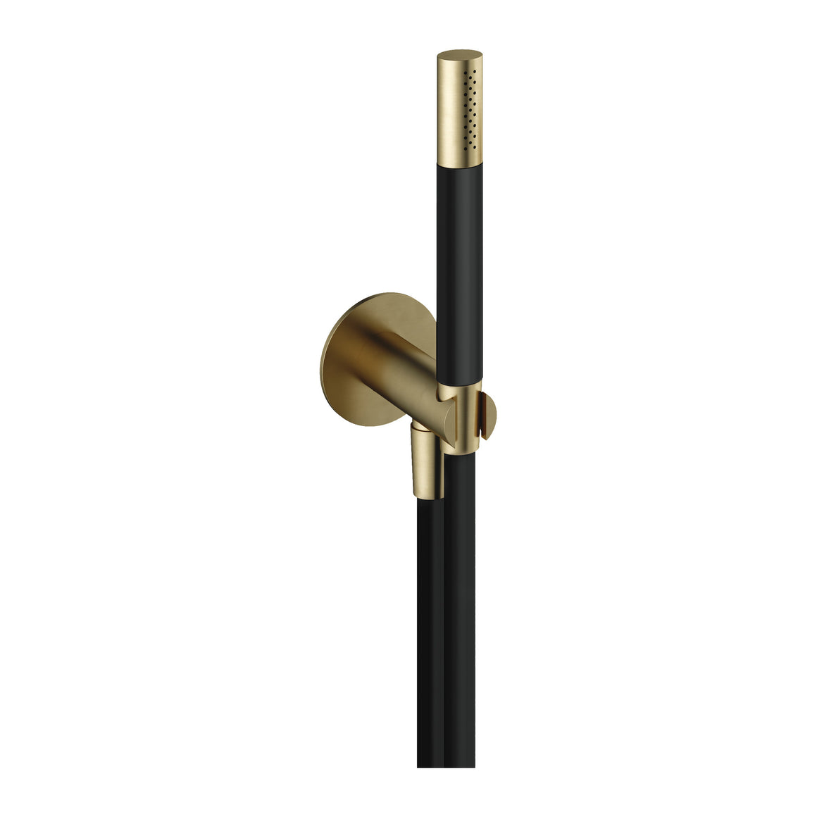 Hotbath Cobber M440 handdoucheset met wandhouder, wanduitlaat en doucheslang (staafhanddouche) Geborsteld messing productfoto