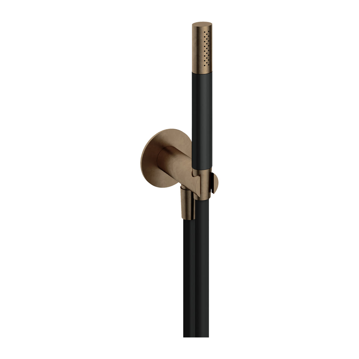 Hotbath Cobber M440 handdoucheset met wandhouder, wanduitlaat en doucheslang (staafhanddouche) Verouderd messing productfoto