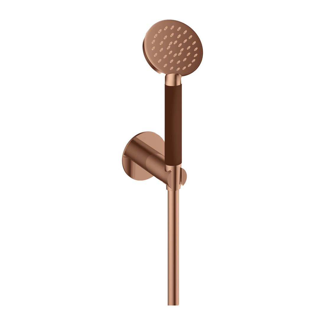 Hotbath Cobber M442 handdoucheset met wandhouder, wanduitlaat en doucheslang (ronde handdouche) Geborsteld koper PVD productfoto (kleurimpressie)