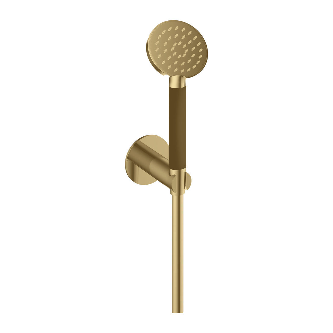 Hotbath Cobber M442 handdoucheset met wandhouder, wanduitlaat en doucheslang (ronde handdouche) Geborsteld messing productfoto (kleurimpressie)
