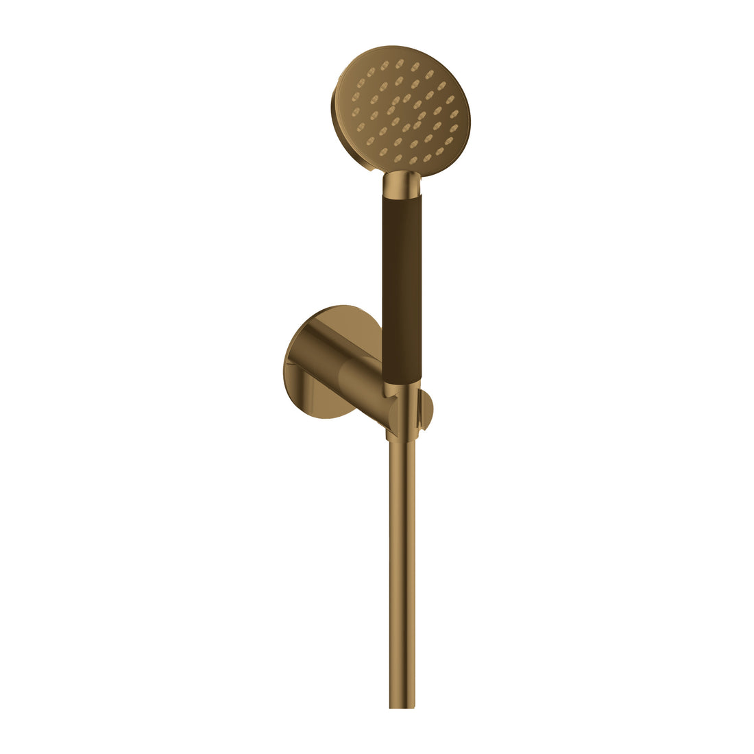 Hotbath Cobber M442 handdoucheset met wandhouder, wanduitlaat en doucheslang (ronde handdouche) Verouderd messing productfoto (kleurimpressie)