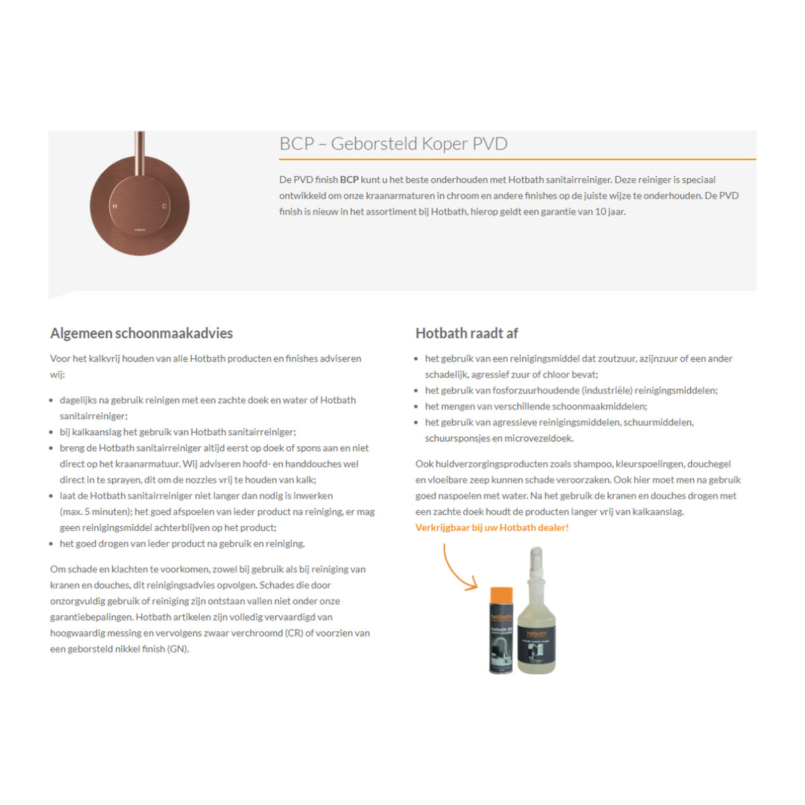 Hotbath Cobber M444 handdoucheset met wandhouder en doucheslang (ronde handdouche) Geborsteld koper PVD productfoto