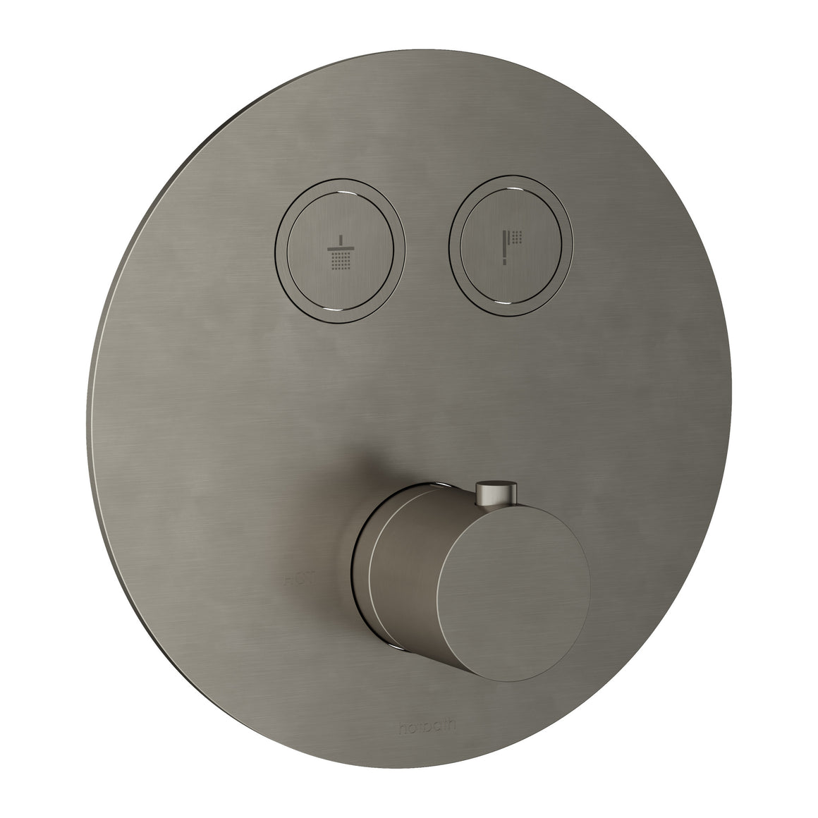 Hotbath Cobber PB009 inbouw thermostaat rond met 2 pushbuttons Geborsteld nikkel productfoto