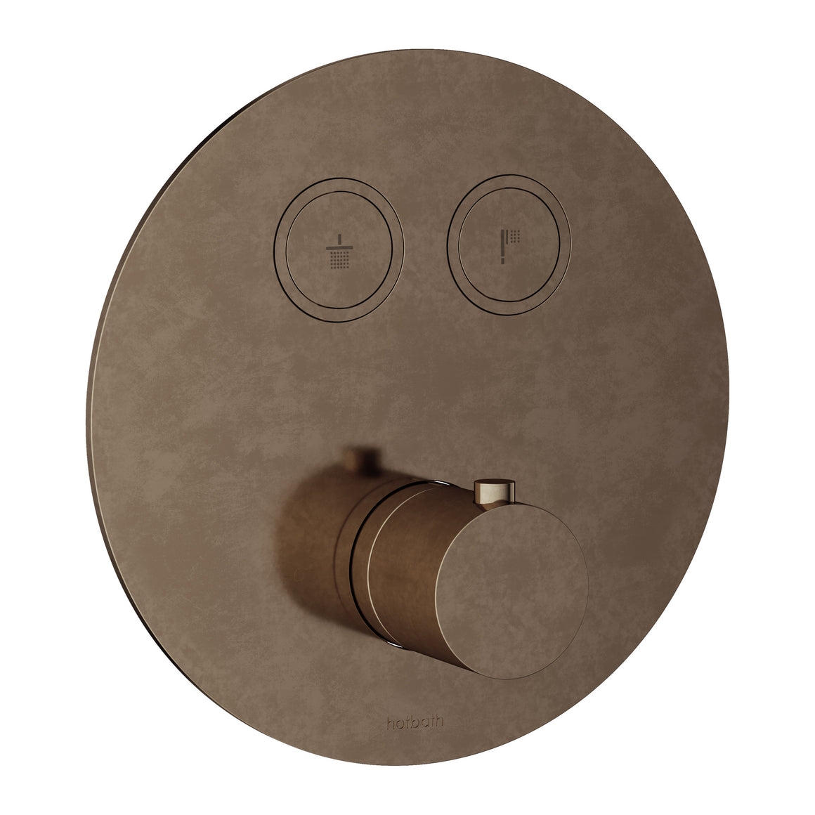 Hotbath Cobber PB009 inbouw thermostaat rond met 2 pushbuttons Verouderd messing productfoto