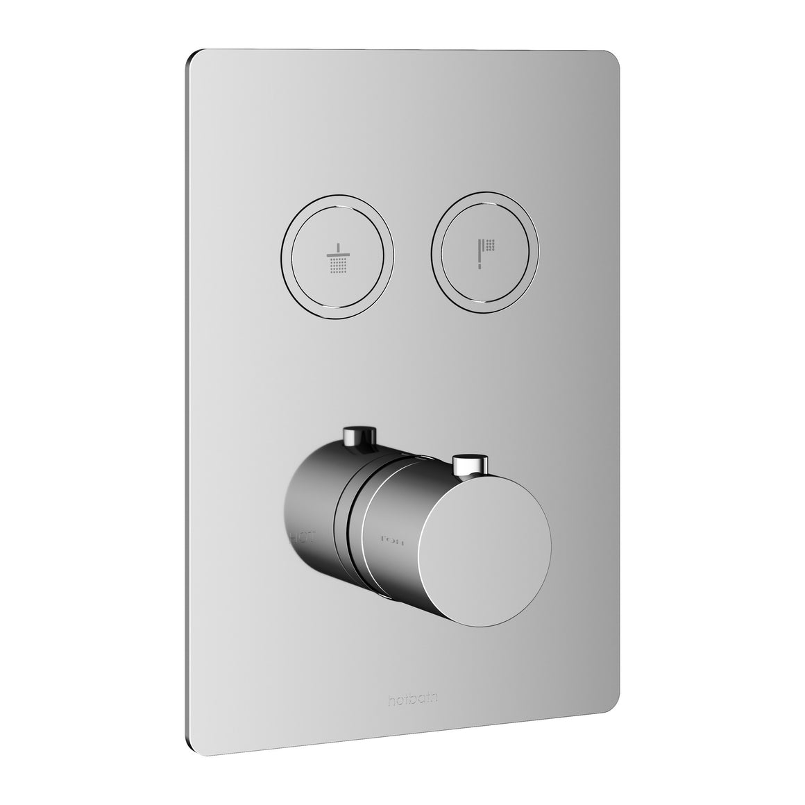 Hotbath Cobber PB009Q inbouw thermostaat rechthoekig met 2 pushbuttons Chroom productfoto