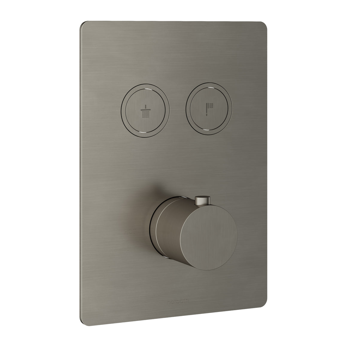 Hotbath Cobber PB009Q inbouw thermostaat rechthoekig met 2 pushbuttons Geborsteld nikkel productfoto