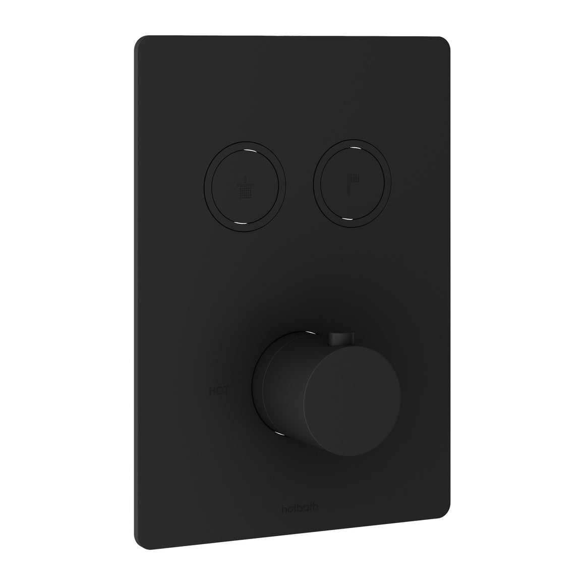 Hotbath Cobber PB009Q inbouw thermostaat rechthoekig met 2 pushbuttons Geborsteld zwart PVD productfoto