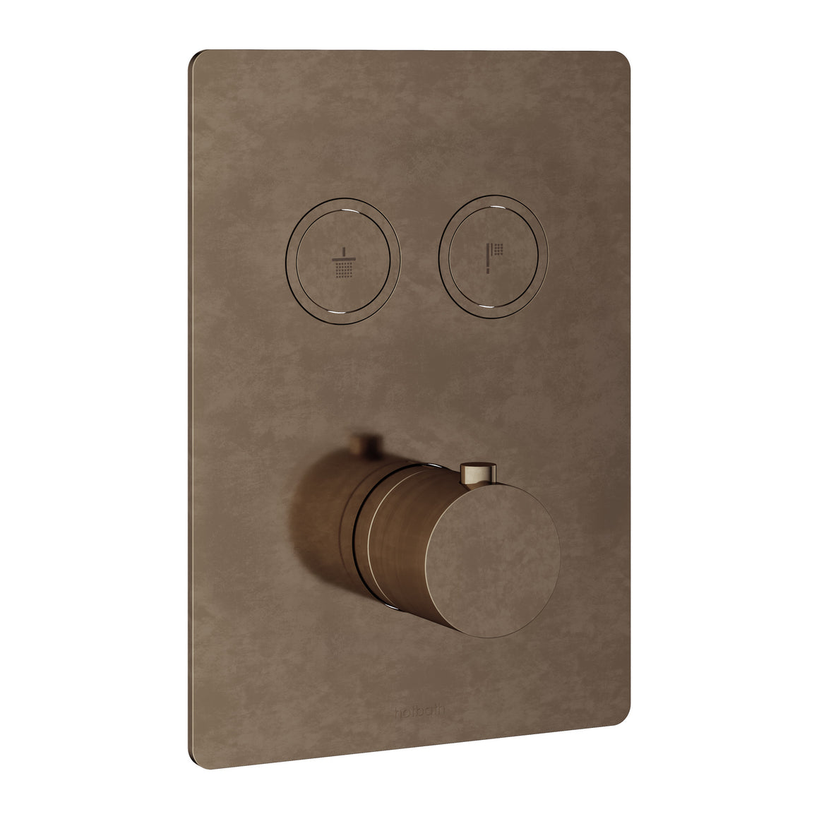 Hotbath Cobber PB009Q inbouw thermostaat rechthoekig met 2 pushbuttons Verouderd messing productfoto