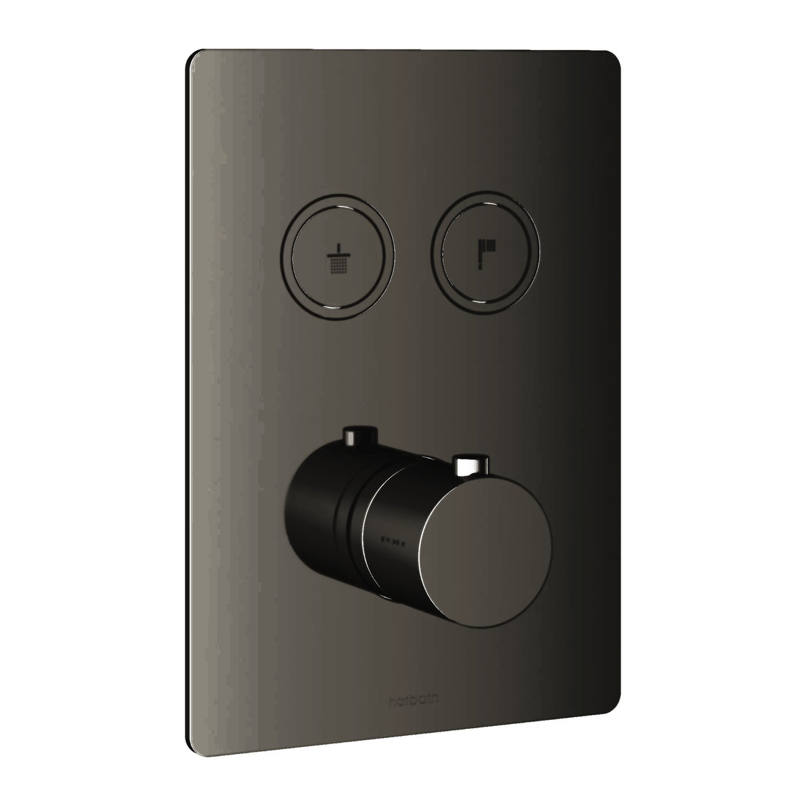 Hotbath Cobber PB009Q inbouw thermostaat rechthoekig met 2 pushbuttons (afbouwdeel) Verouderd ijzer productfoto (kleurweergave)